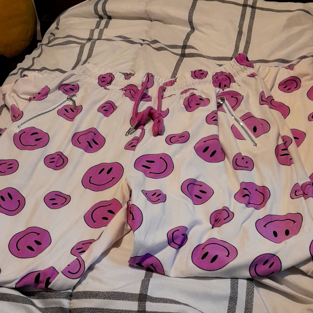 Purple Smiley Face Joggers